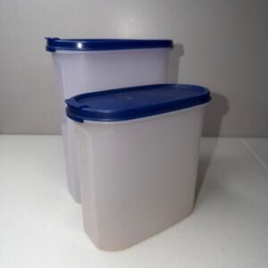 Tupperware Modular Mates Flip Top Blue Seals #4 9 3/4 cup and #3 7 1/4 Cup